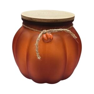 Orange Pumpkin Glass Jar with Lid